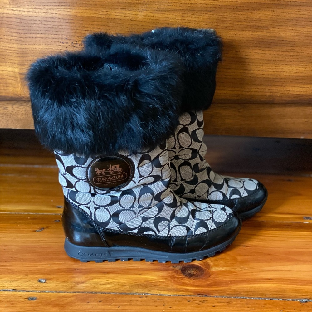 Coach Fur Trim Snow Boots